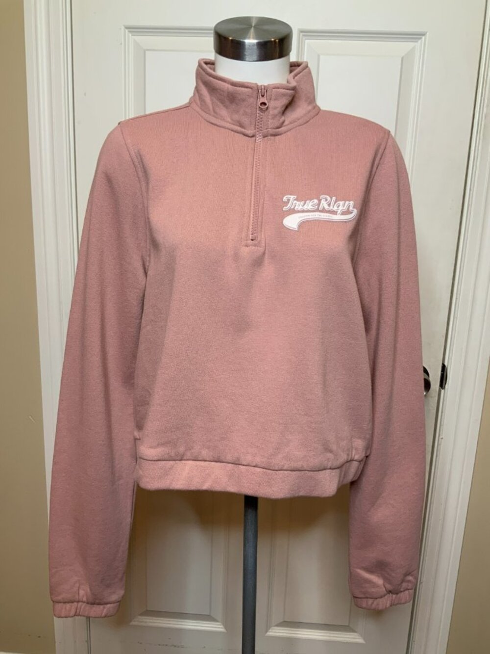 True Religion Purple Quarter Zip Flock Mock Neck Pullover Size L NWT $119